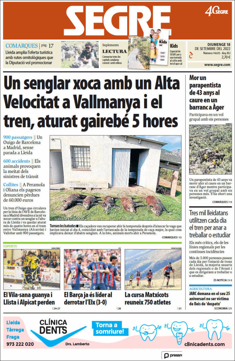 Portada de Segre (España)
