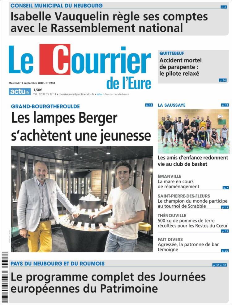 Portada de Le Courrier de l'Ouest (Francia)