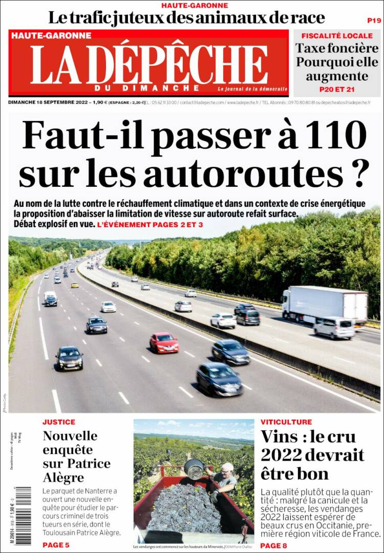 Portada de La Dépêche du Midi (Francia)