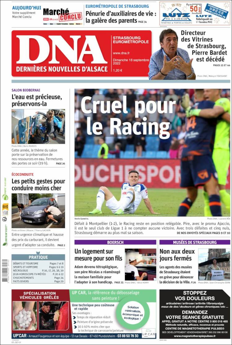 Portada de Les Dernières Nouvelles d'Alsace (Francia)