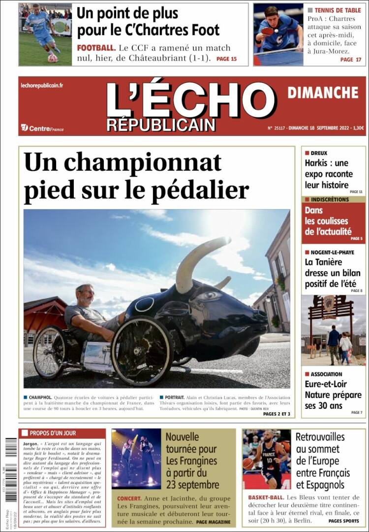 Portada de L'Echo Républicain (Francia)