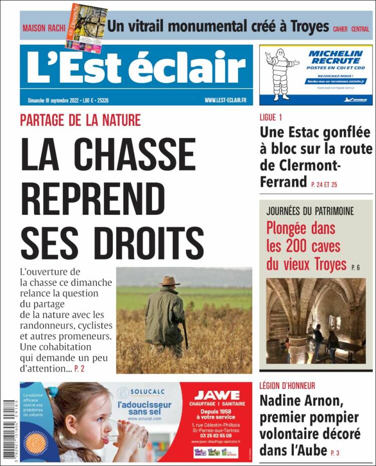 Portada de L'Est Eclair (Francia)