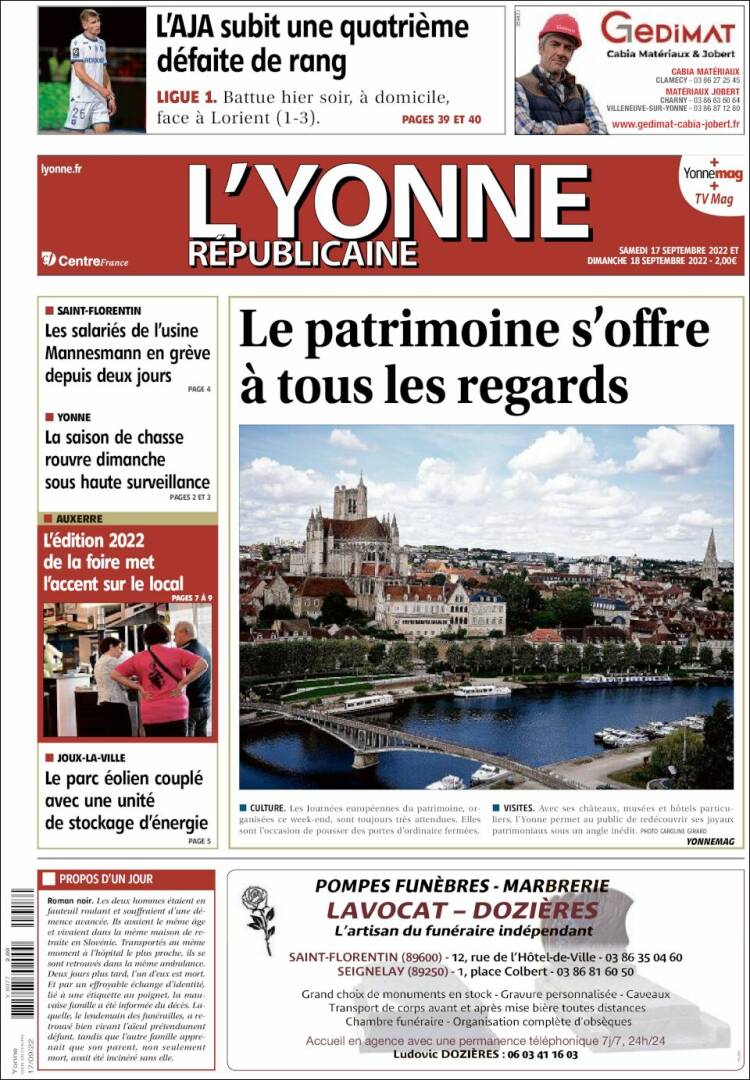 Portada de L'Yonne-Républicaine (Francia)