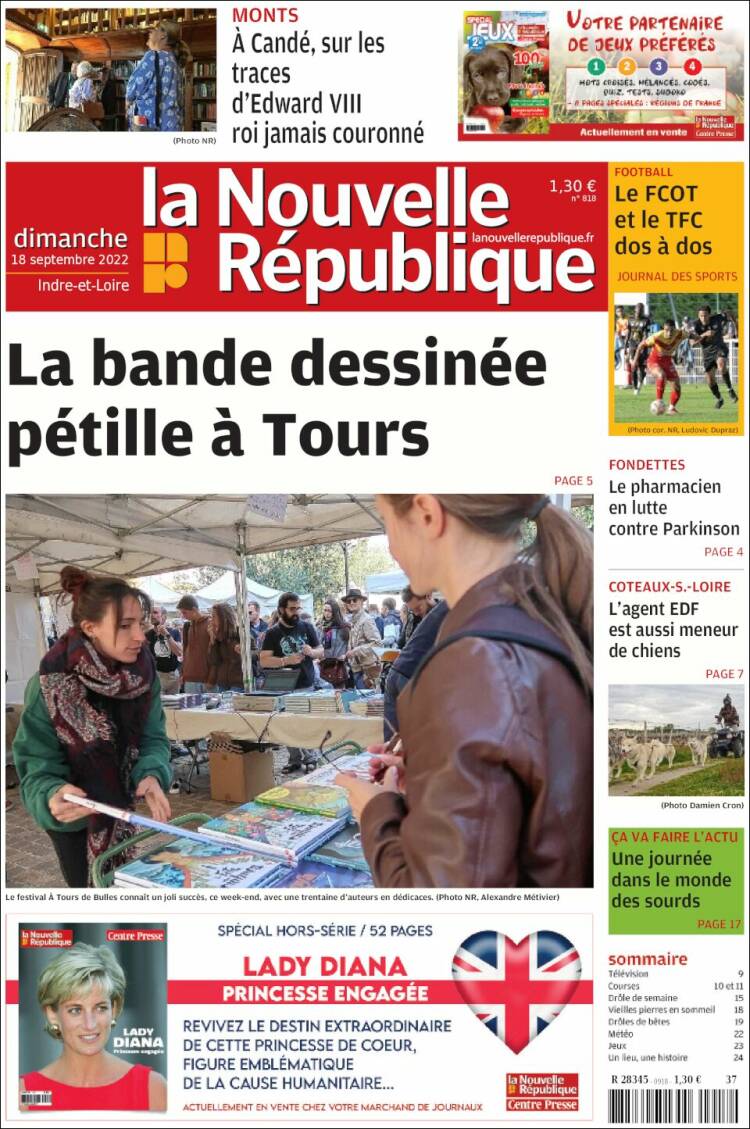 Portada de La Nouvelle Republique (Francia)