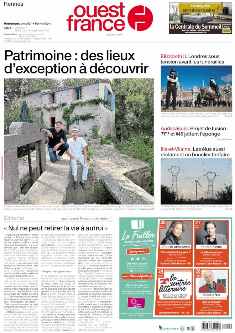 Portada de Ouest France (Francia)