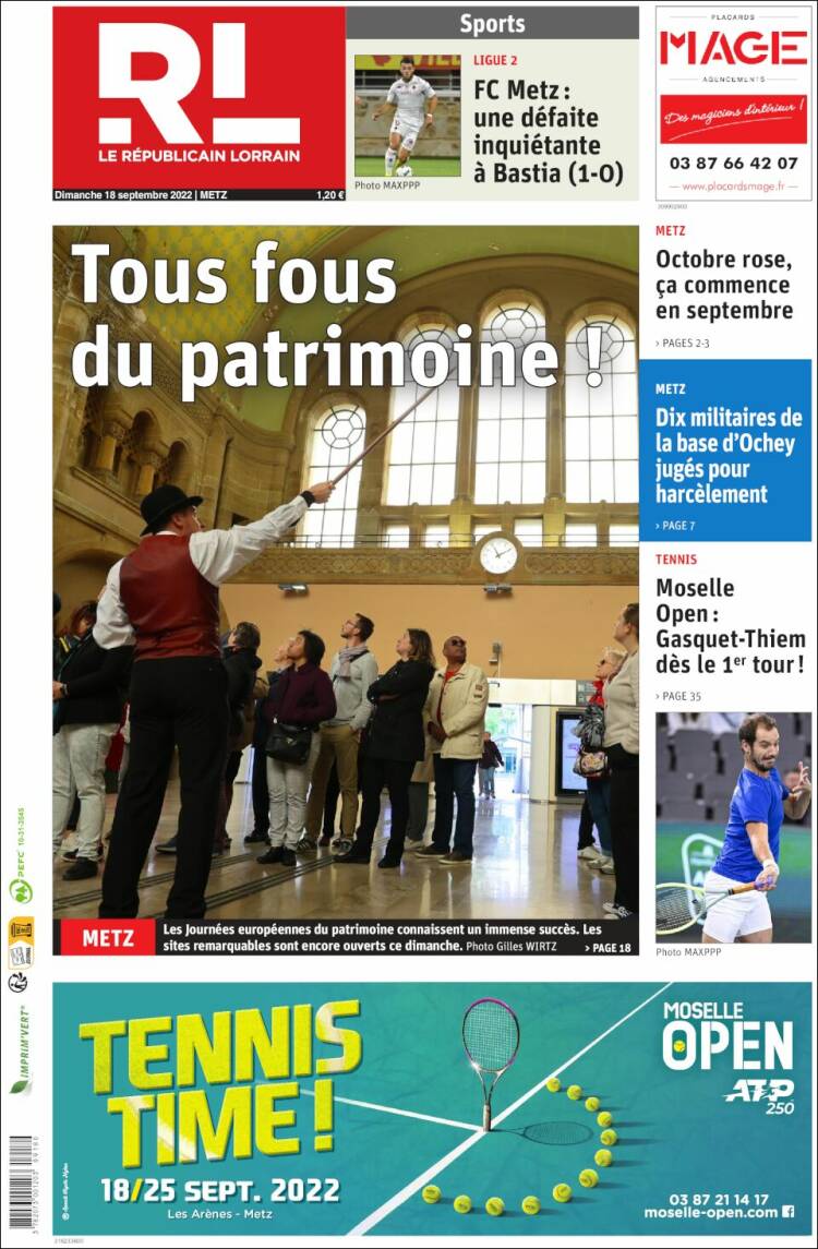 Portada de Le Republicain Lorrain (Francia)