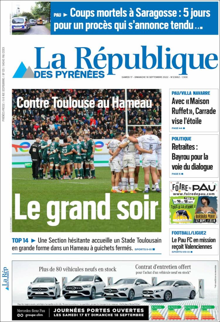 Portada de La République des Pyrénées (Francia)