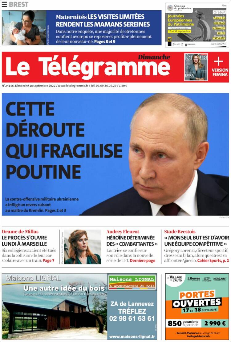 Portada de Télégramme (Francia)