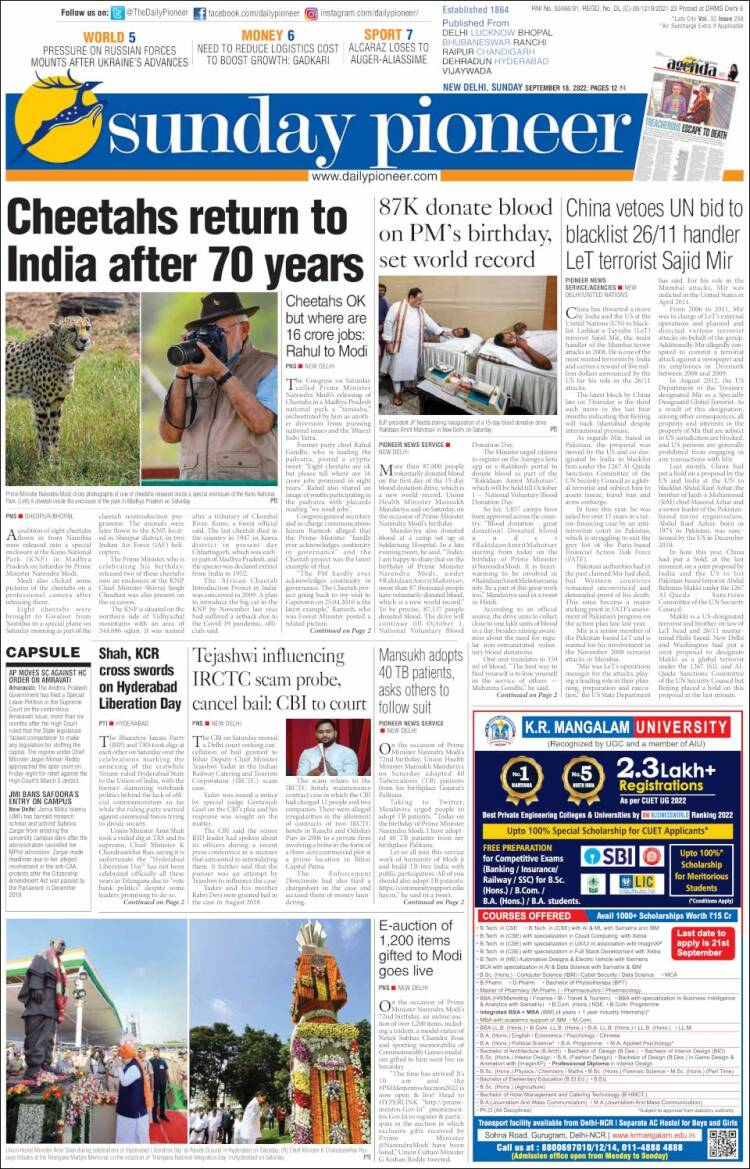 Portada de The Pioneer (India)