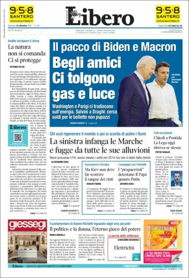 Portada de Libero (Italia)