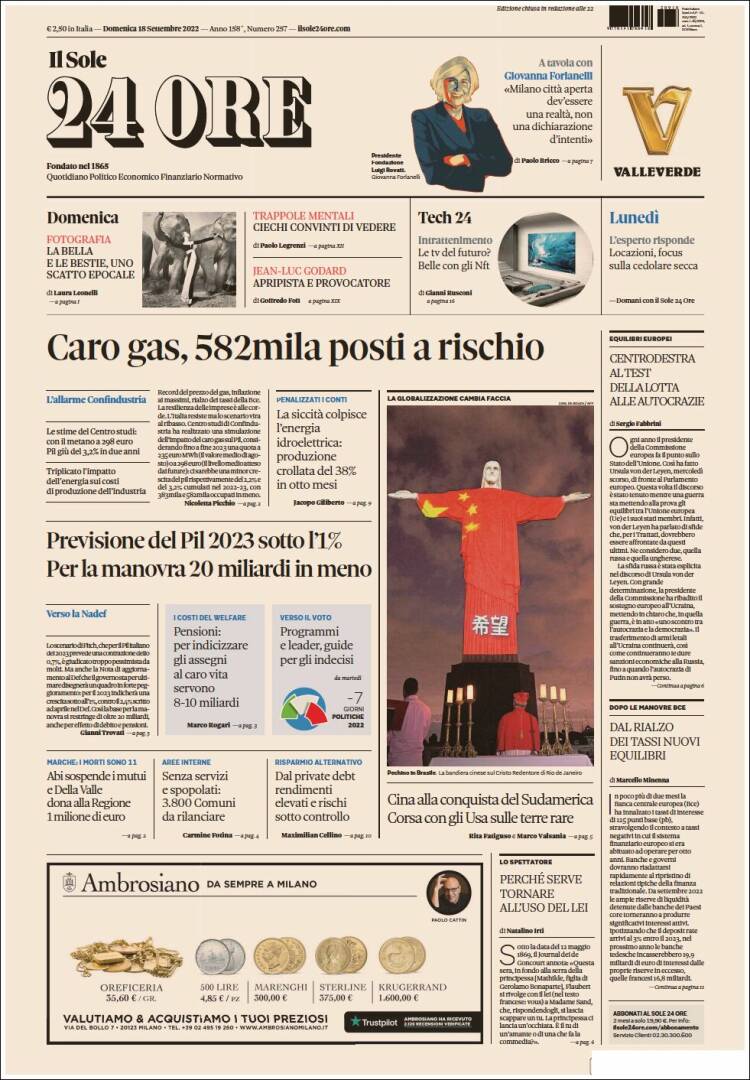 Portada de Il Sole 24 ORE (Italia)