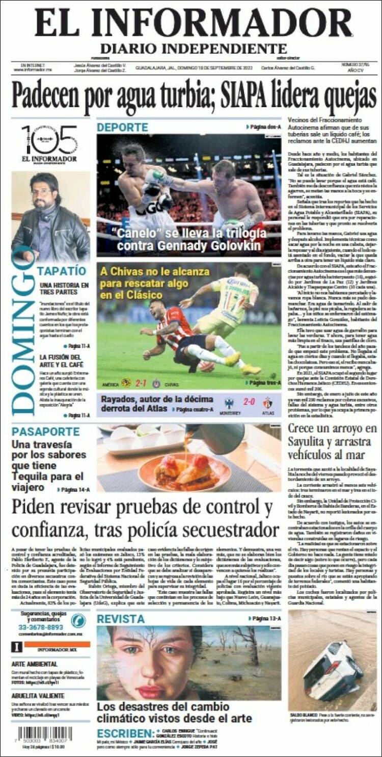 Portada de El Informador (México)