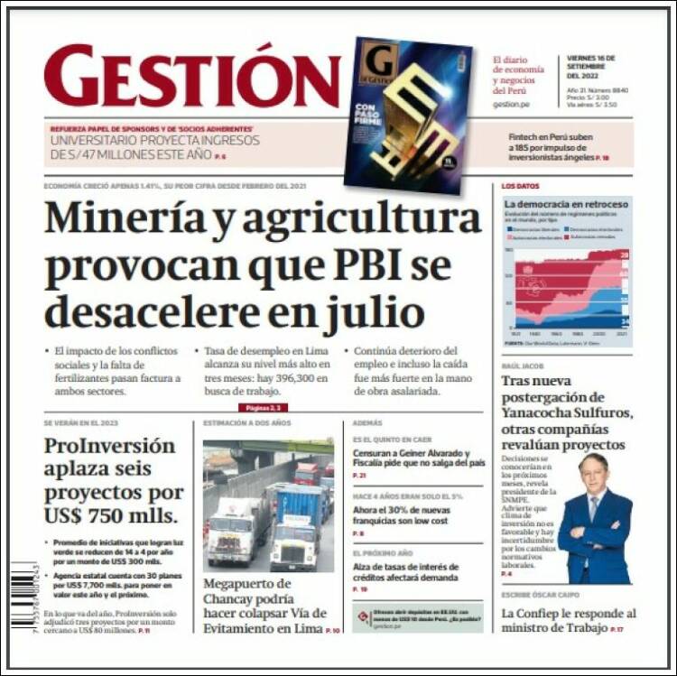 Portada de Diario Gestión (Per&uacute;)