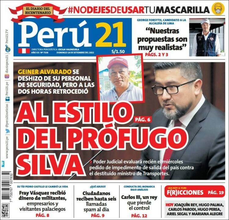 Portada de Perú 21 (Per&uacute;)
