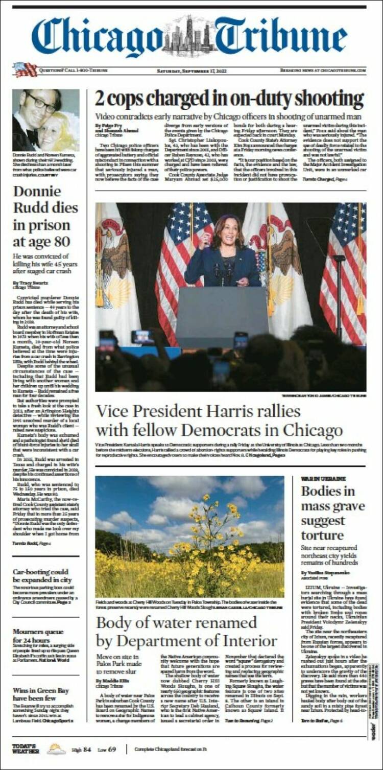 Portada de Chicago Tribune (USA)