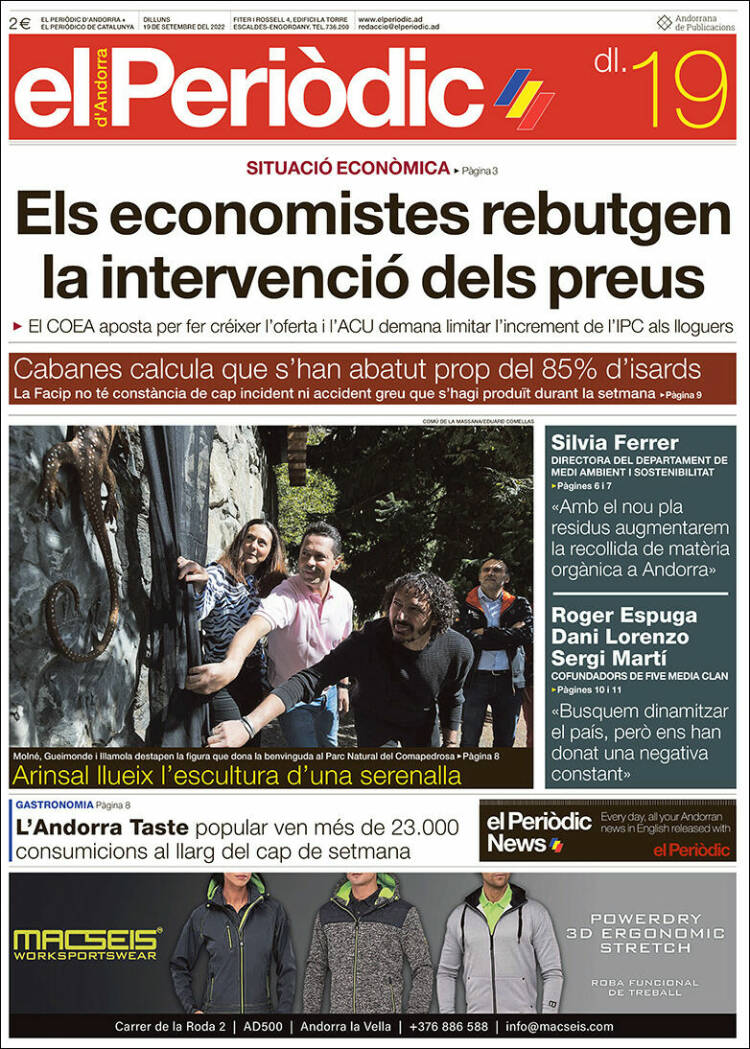 Portada de El Periòdic d'Andorra (Andorre)