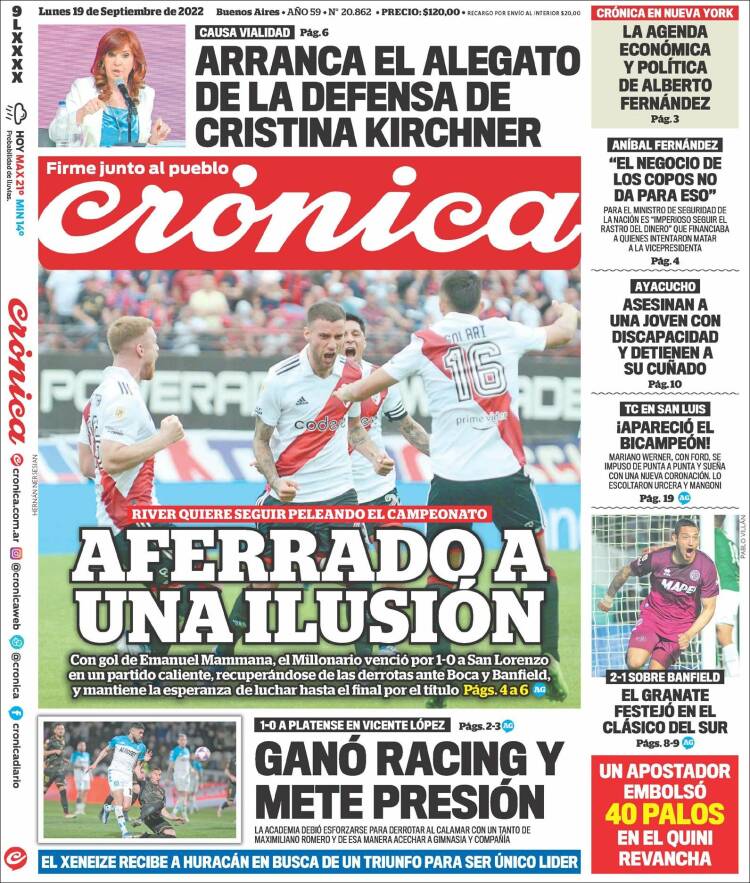 Portada de Crónica (Argentina)