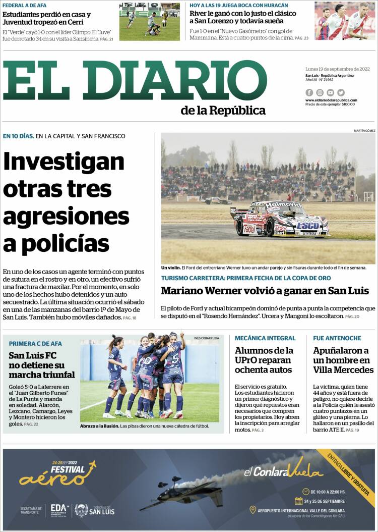 Portada de Diario de la República (Argentina)