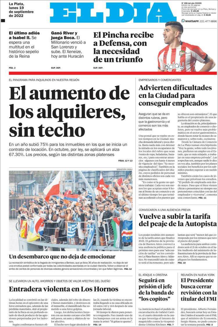 Portada de El Día de la Plata (Argentina)