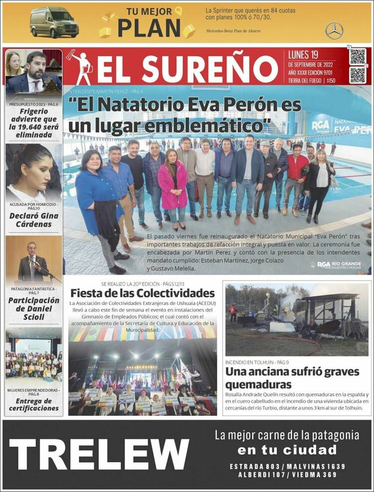 Portada de Diario El Sureño (Argentina)