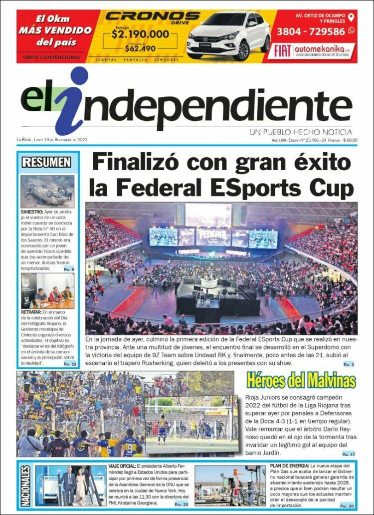Portada de El Independiente (Argentina)