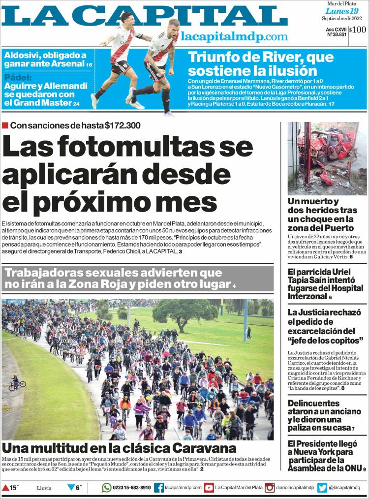 Portada de Diario La Capital - Mar del Plata (Argentina)