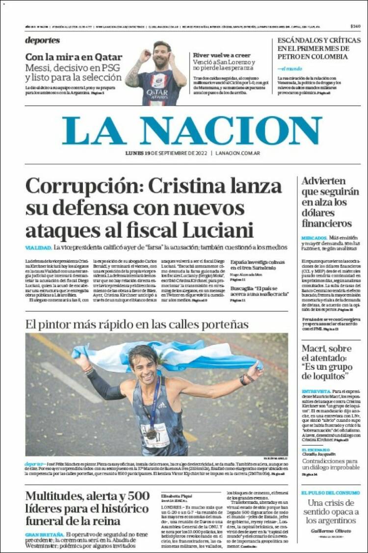 Portada de La Nación (Argentina)