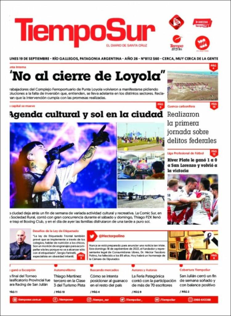 Portada de Tiempo Sur (Argentina)