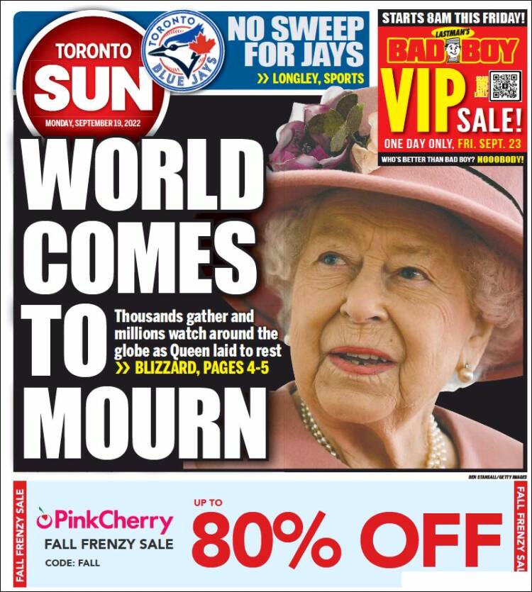 Portada de The Toronto Sun (Canada)