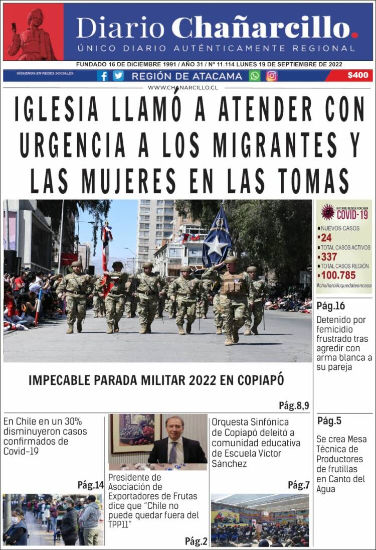 Portada de Diario Chañarcillo (Chile)