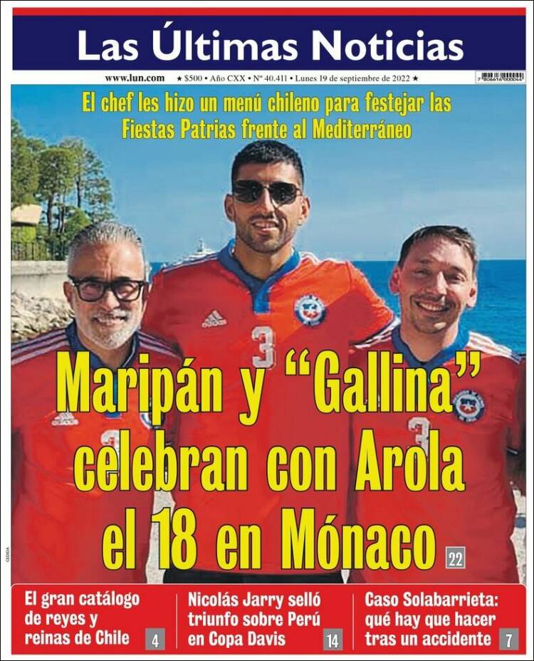 Portada de Las Últimas Noticias (Chile)