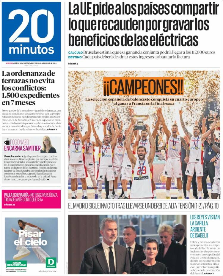 Portada de 20 Minutos - Madrid (España)