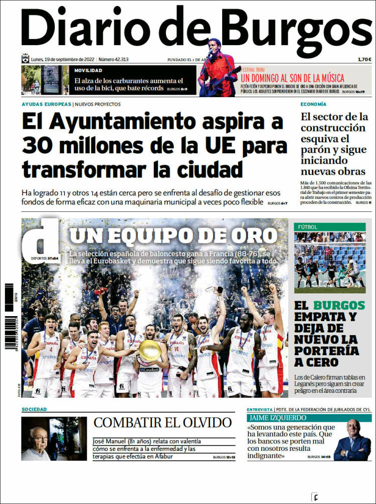 Portada de Diario de Burgos (España)