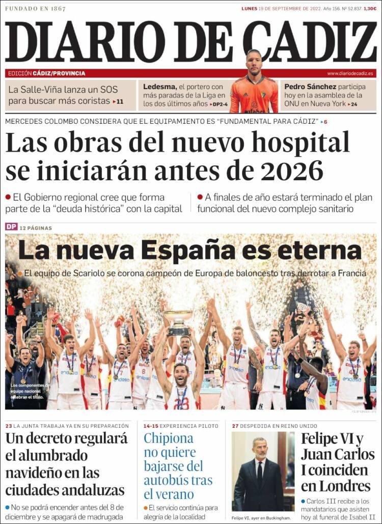 Portada de Diario de Cádiz (España)