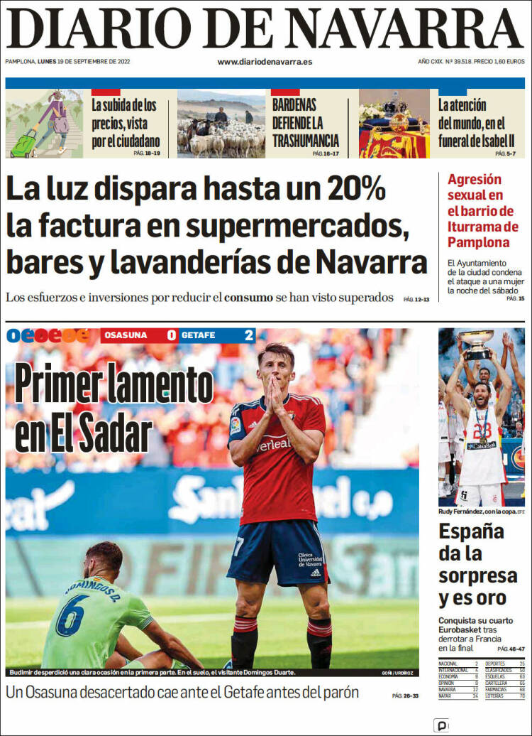 Portada de Diario de Navarra (España)