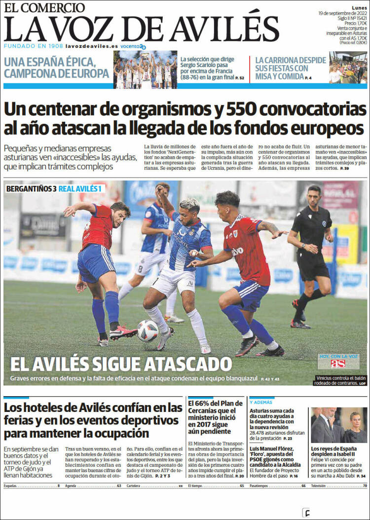 Portada de El Comercio - Avilés (España)