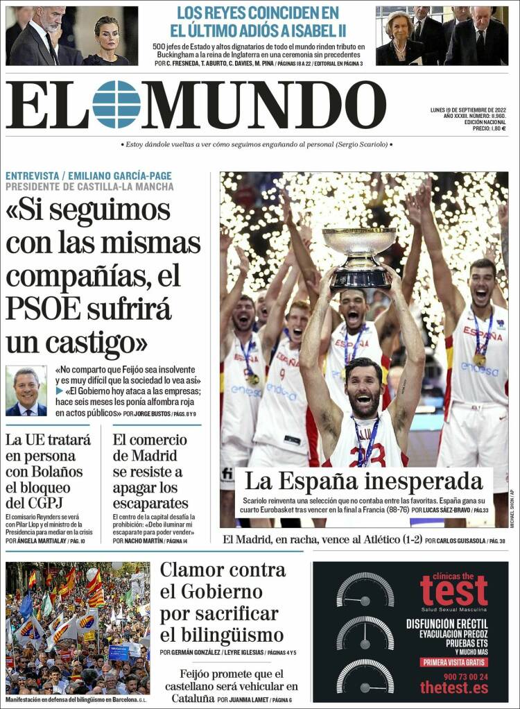 Portada de El Mundo (España)