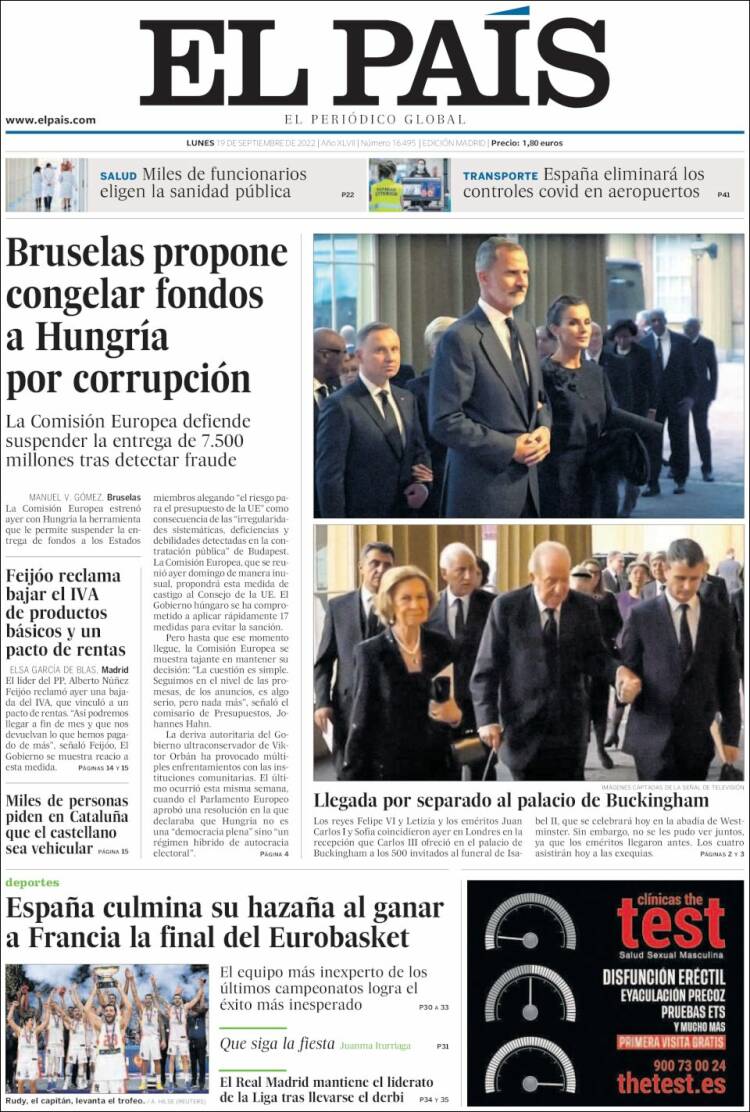 Portada de El País (España)