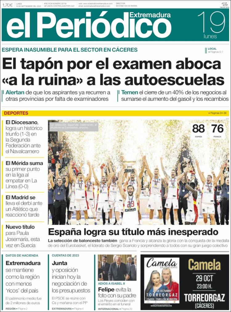 Portada de El Periódico de Extremadura (España)