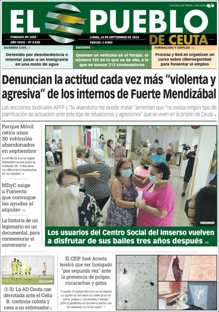 Portada de El Pueblo de Ceuta (España)