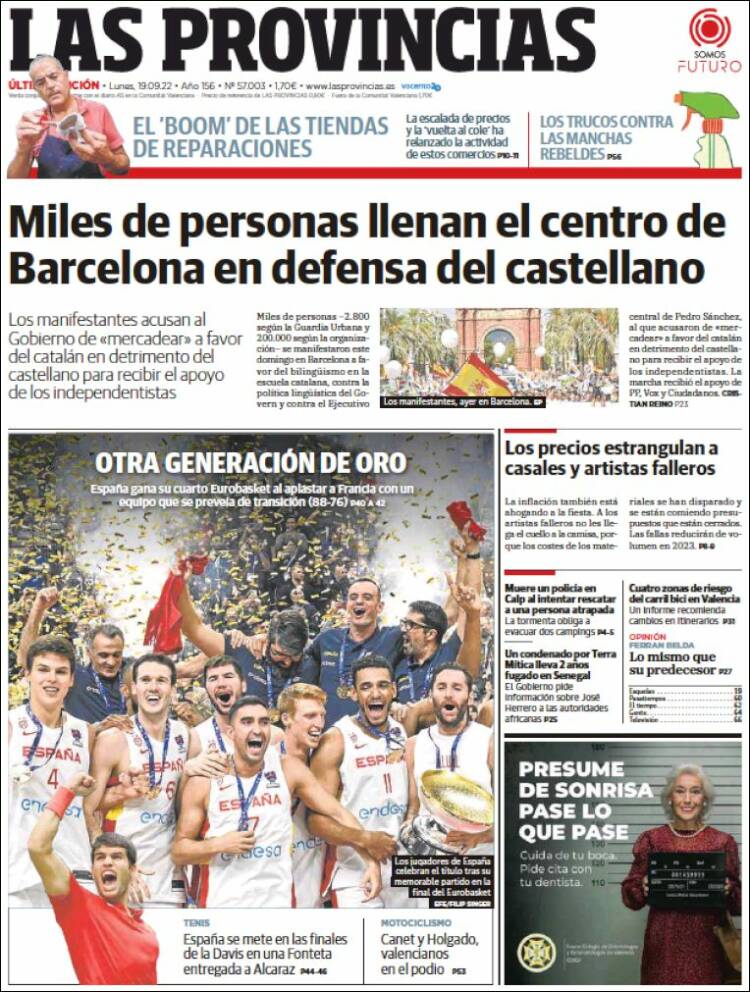 Portada de Las Provincias (España)