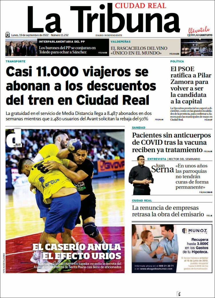 Portada de La Tribuna de Ciudad Real (España)