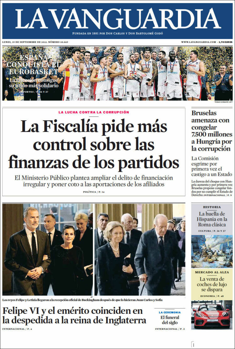 Portada de La Vanguardia (España)