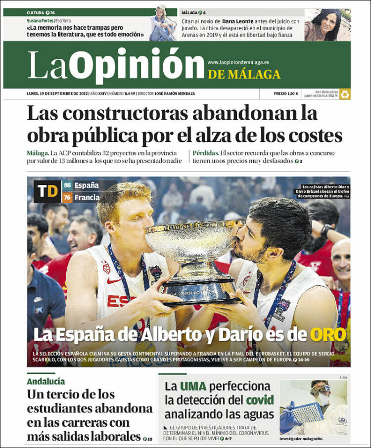 Portada de La Opinión de Málaga (España)