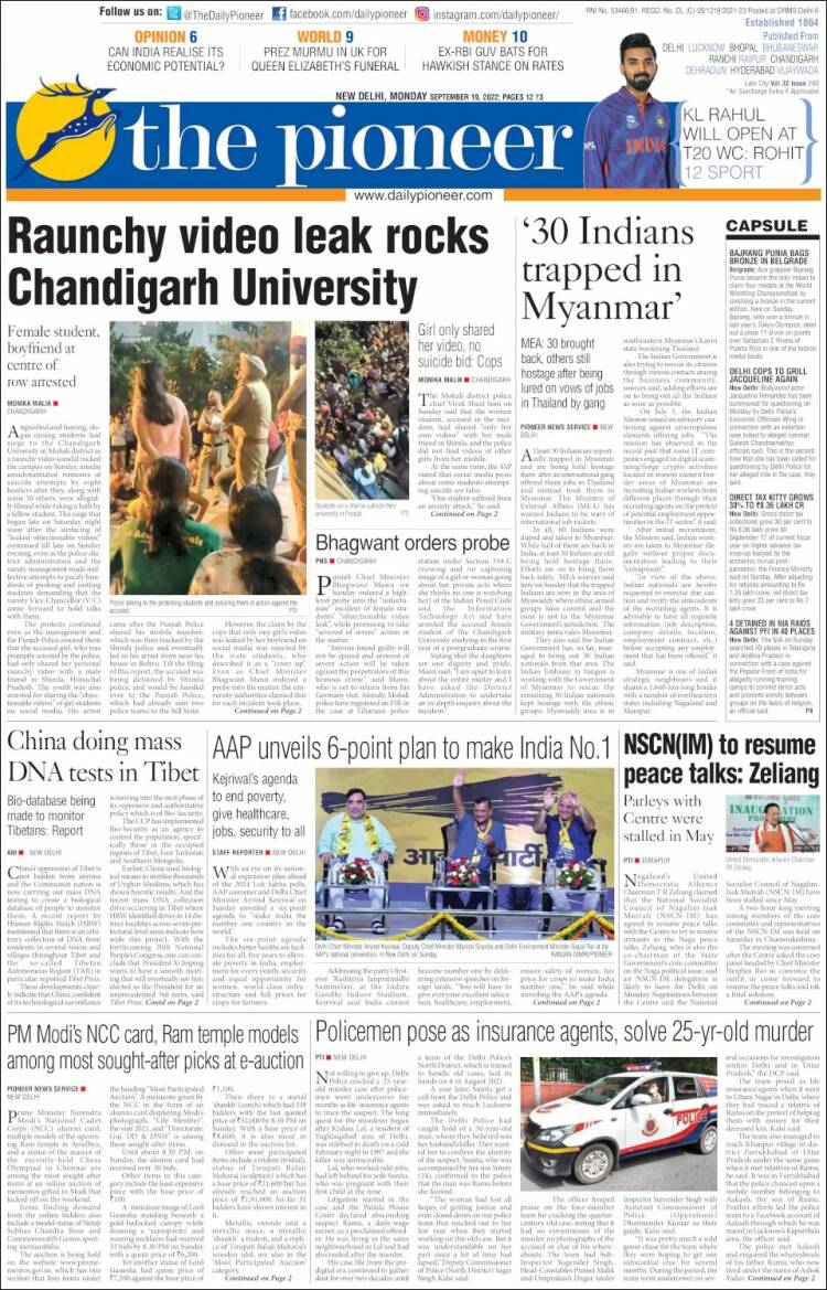 Portada de The Pioneer (India)