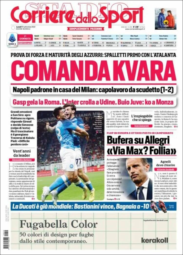 Portada de Corriere dello Sport (Italia)