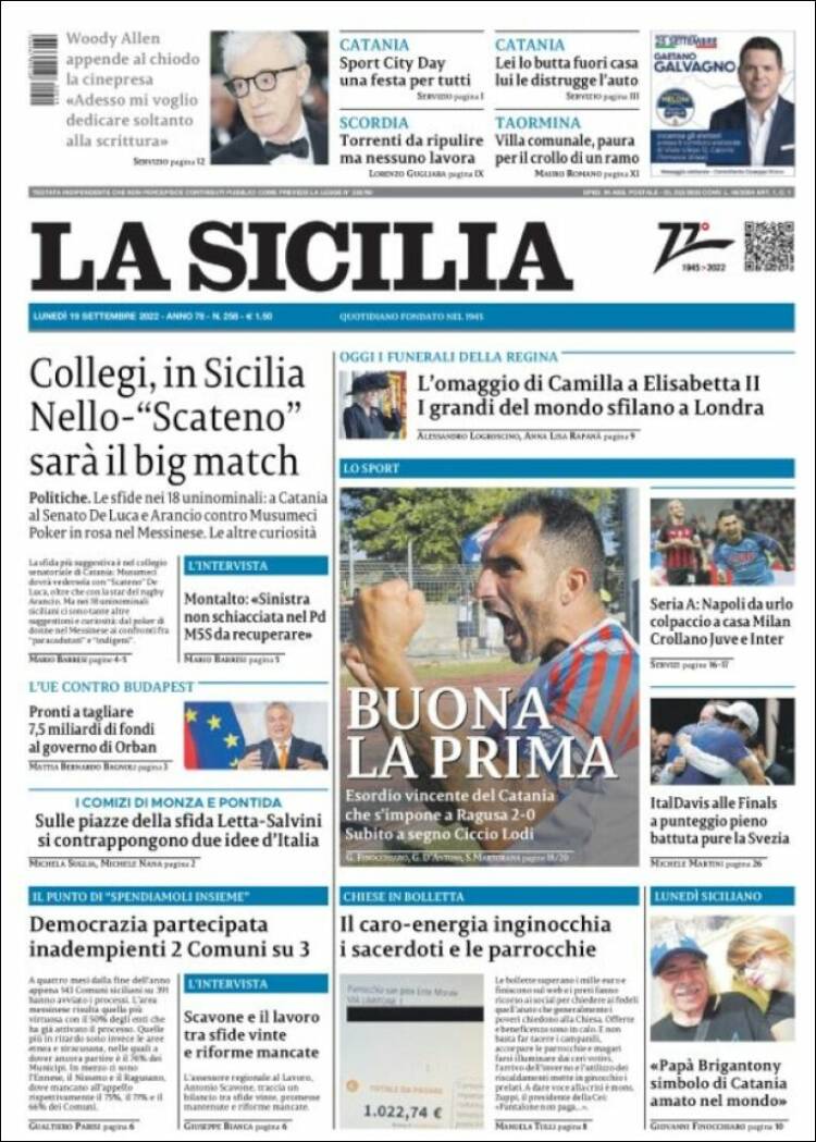 Portada de La Sicilia (Italia)