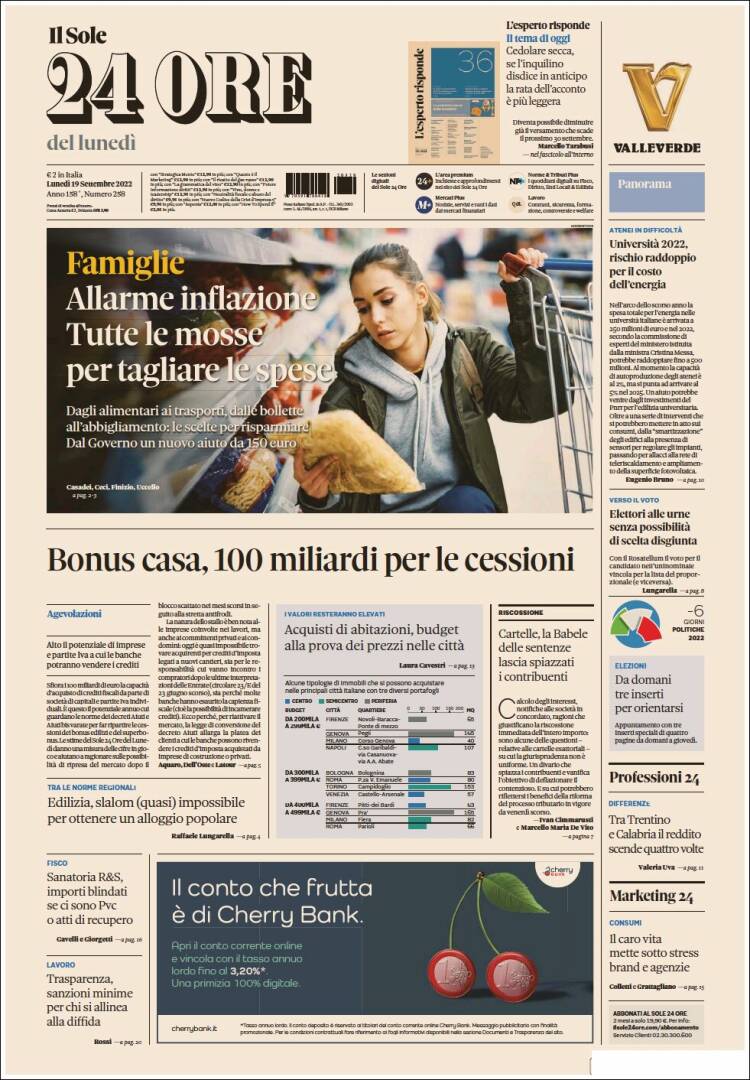 Portada de Il Sole 24 ORE (Italia)