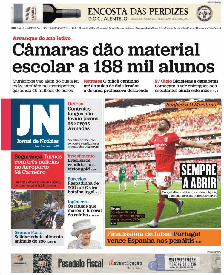 Portada de Jornal de Notícias (Portugal)