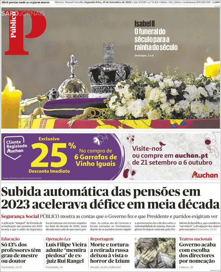 Portada de Público (Portugal)